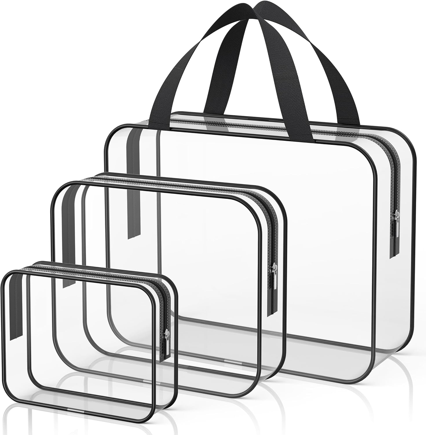 Trousse de toilette transparente 3PCS : le kit de voyage idéal pour femmes et hommes en avion