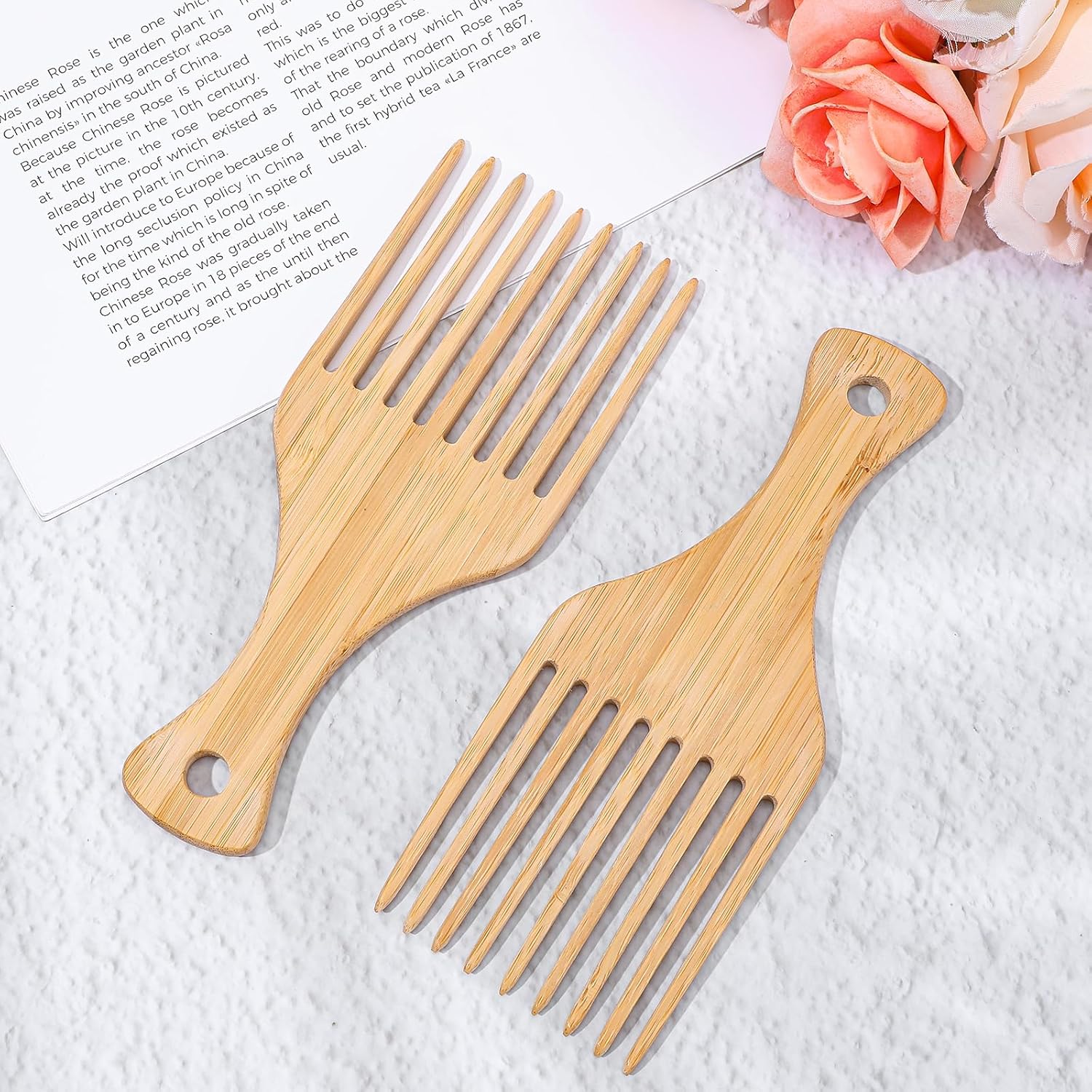 Peignes afro en bambou naturel : le duo idéal pour sublimer vos cheveux bouclés – Image 5