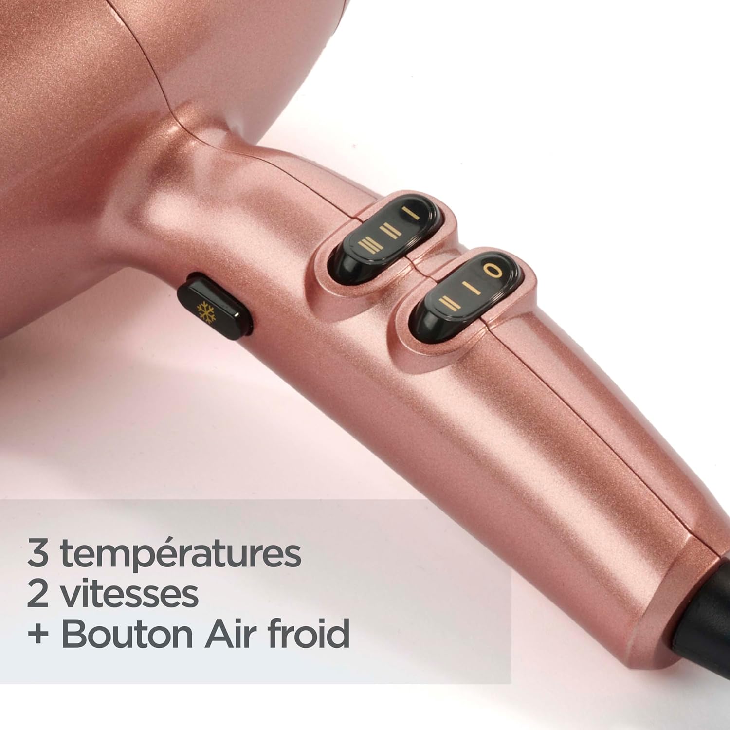 Sèche-cheveux léger et puissant pour un séchage rapide et élégant Profitez d'une coiffure impeccable avec notre sèche-cheveux rose gold, doté de la technologie céramique et ionique – Image 4