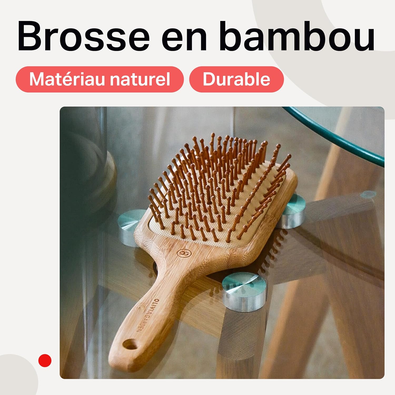 Brosse en bambou écologique : démêlage en douceur et massage du cuir chevelu pour les cheveux sensibles – Image 5