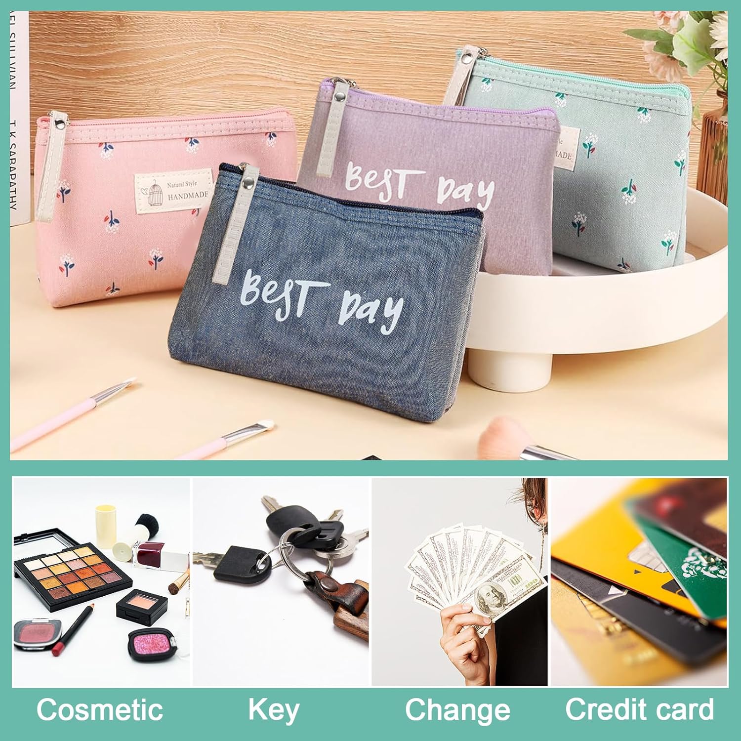 Petite trousse de toilette pour femme : élégance et praticité en voyage avec 4 pièces zippées – Image 4