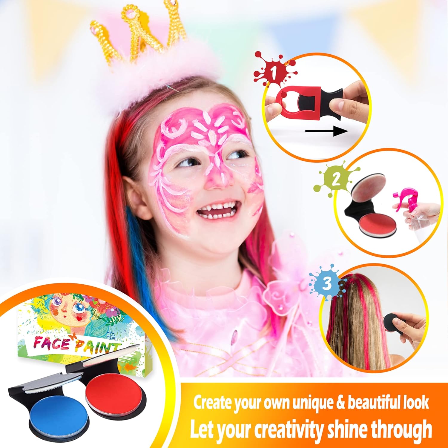 Palette de maquillage enfants : kit de peinture pour le visage et le corps, idéal pour Noël, Halloween et carnaval – Image 7