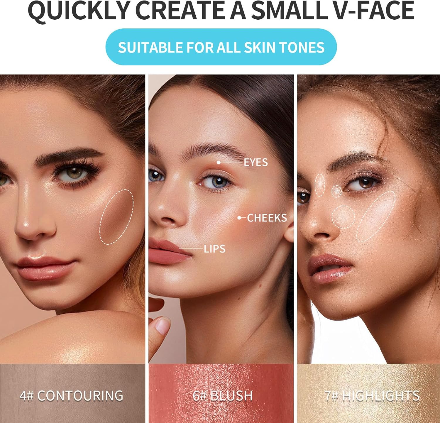 Kit de maquillage en bâton : 3 pièces pour sculpter facilement les joues avec bronzage, contour et blush – Image 3