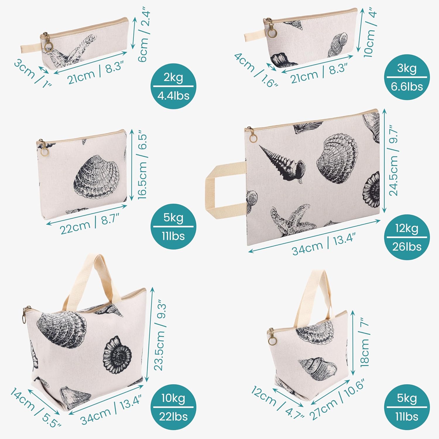 Sac et pochette en coton imprimé : le lot de 6 idéal pour un style chic et pratique – Image 2