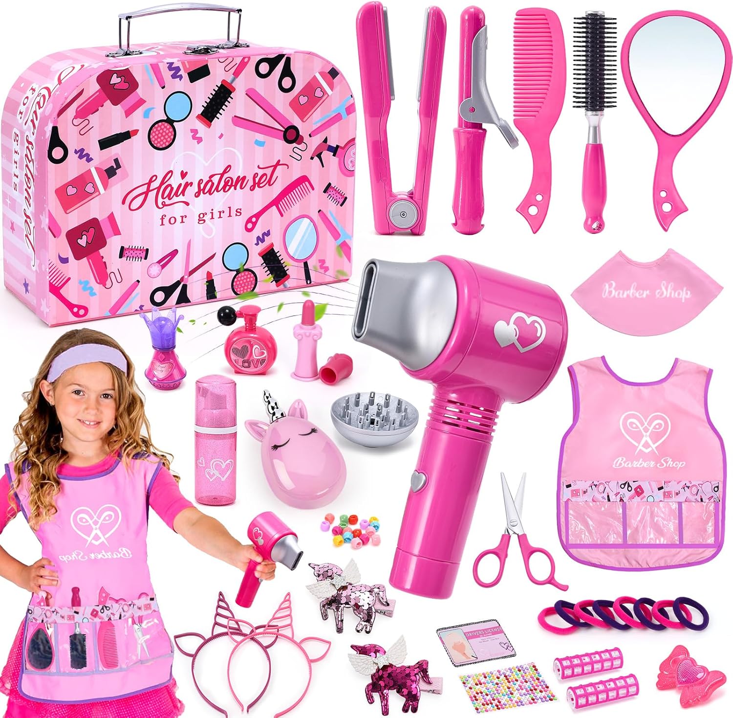 Set coiffure enfant fille : jouet créatif avec sèche-cheveux et accessoires pour une expérience de coiffeuse inoubliable