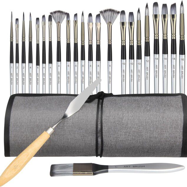 Set de 24 pinceaux acryliques pour artistes : élargissez vos horizons créatifs avec des outils de haute qualité