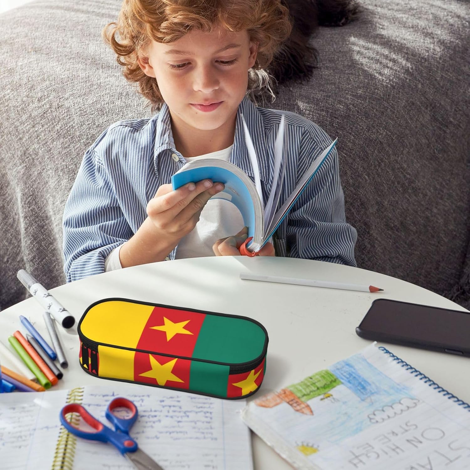 Trousse à crayons imprimée drapeau du Cameroun : un rangement élégant pour les passionnés de papeterie et de beauté – Image 8