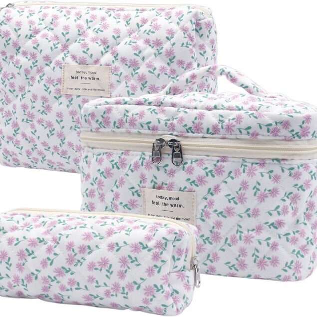 Trousse de toilette portable pour femme : lot de 3 avec motif floral élégant pour un quotidien organisé et des voyages stylés