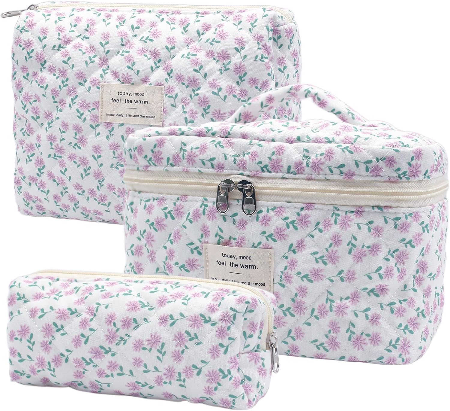 Trousse de toilette portable pour femme : lot de 3 avec motif floral élégant pour un quotidien organisé et des voyages stylés