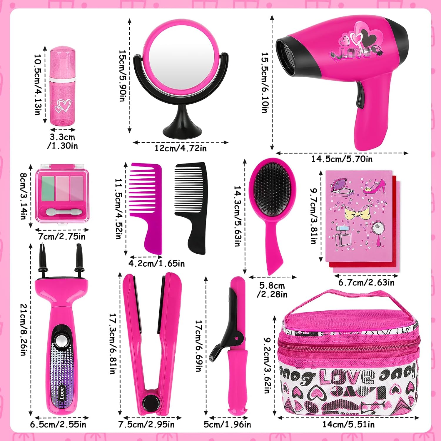 Jeu de beauté et mode : ensemble d'accessoires fashion pour les jeunes créatrices Découvrez le maquillage artificiel, le sèche-cheveux et la machine à tresser pour des looks éblouissants ! – Image 7