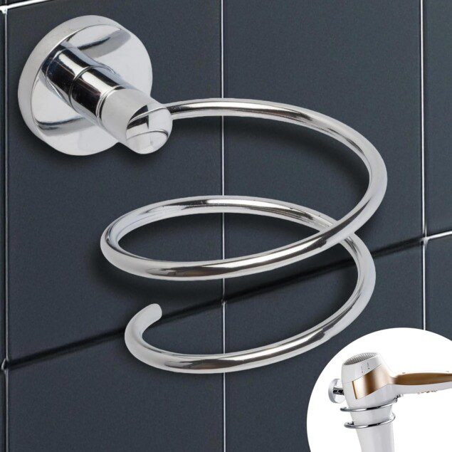 Porte-sèche-cheveux auto-adhésif mural : design moderne pour une salle de bain élégante sans perçage