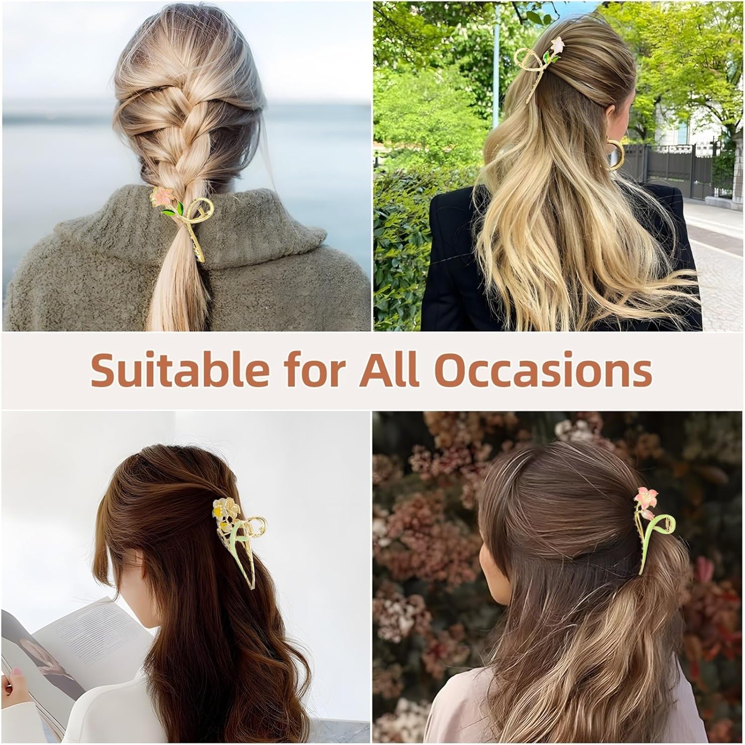 Pince à cheveux antidérapante pour femmes : élégance et maintien optimal avec les 4 pièces Gardenia Lily – Image 7