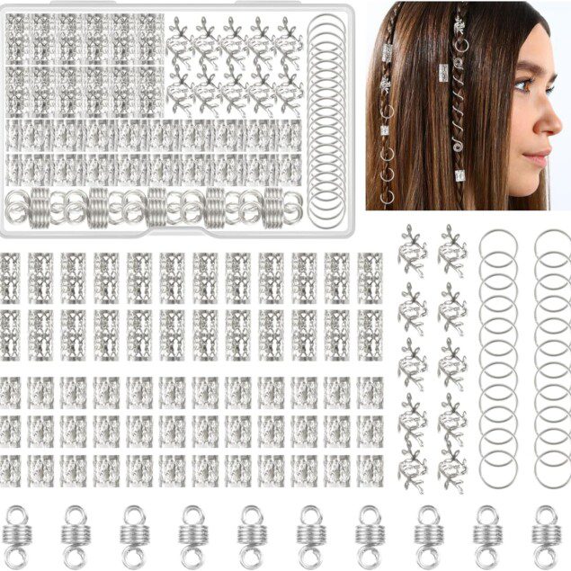 Bijoux pour cheveux : 100 pièces de décoration argentée pour tresses et dreadlocks élégants