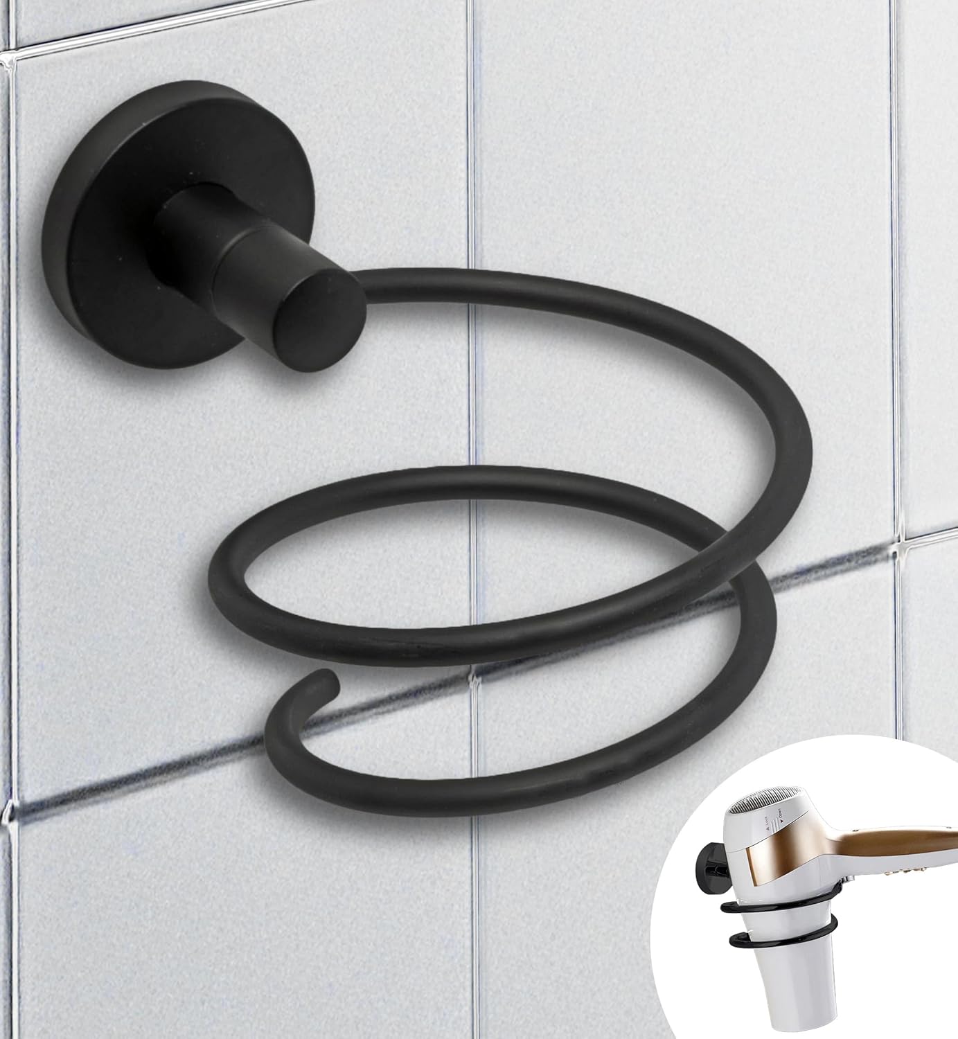 Porte-sèche-cheveux auto-adhésif mural : une solution élégante pour votre salle de bain sans perçage – Image 5