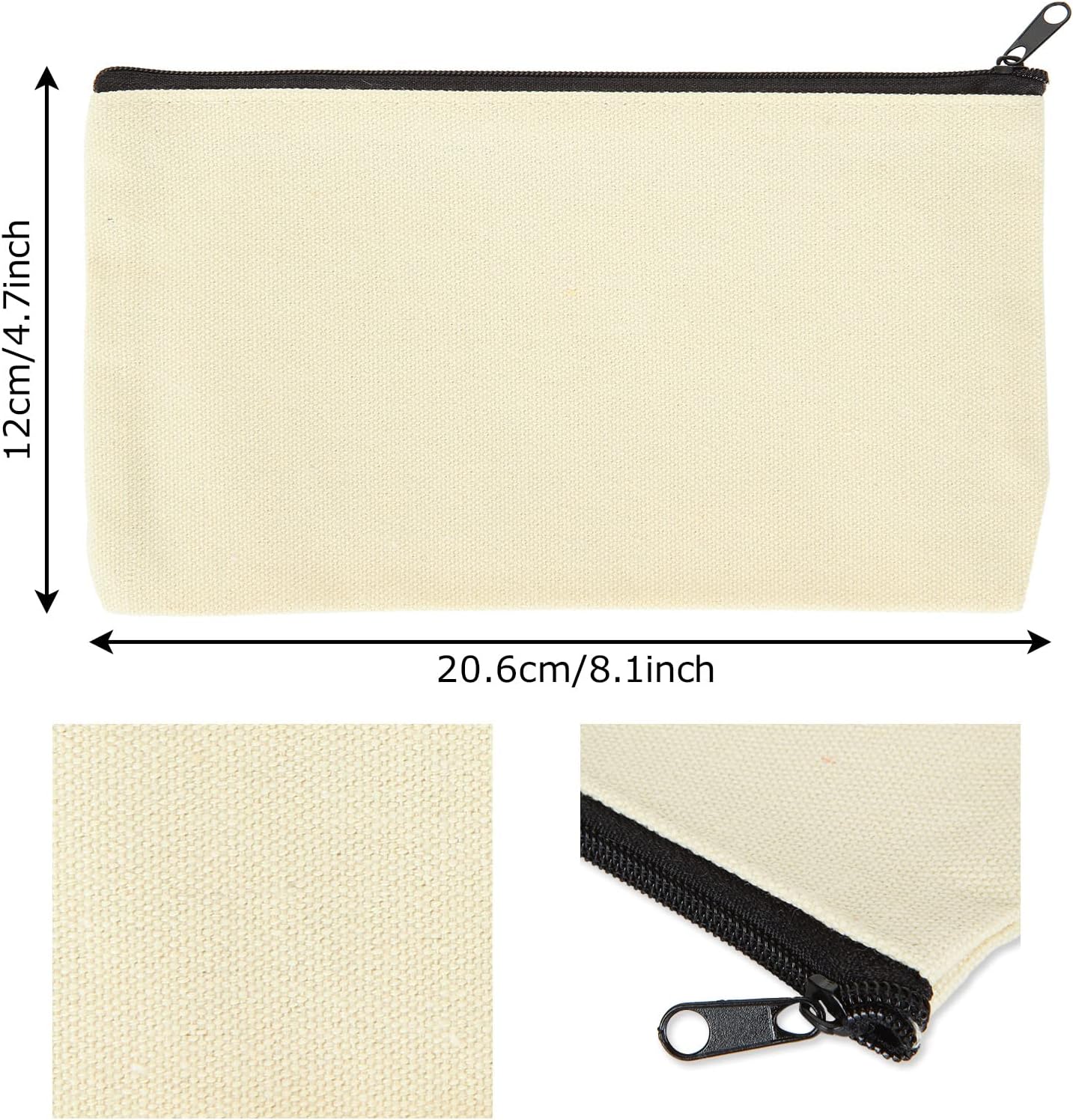 Pochette tissu zippée 30pcs : l’accessoire idéal pour les voyageurs et les étudiants Organisez vos essentiels avec style grâce à nos trousses personnalisables en toile beige – Image 2