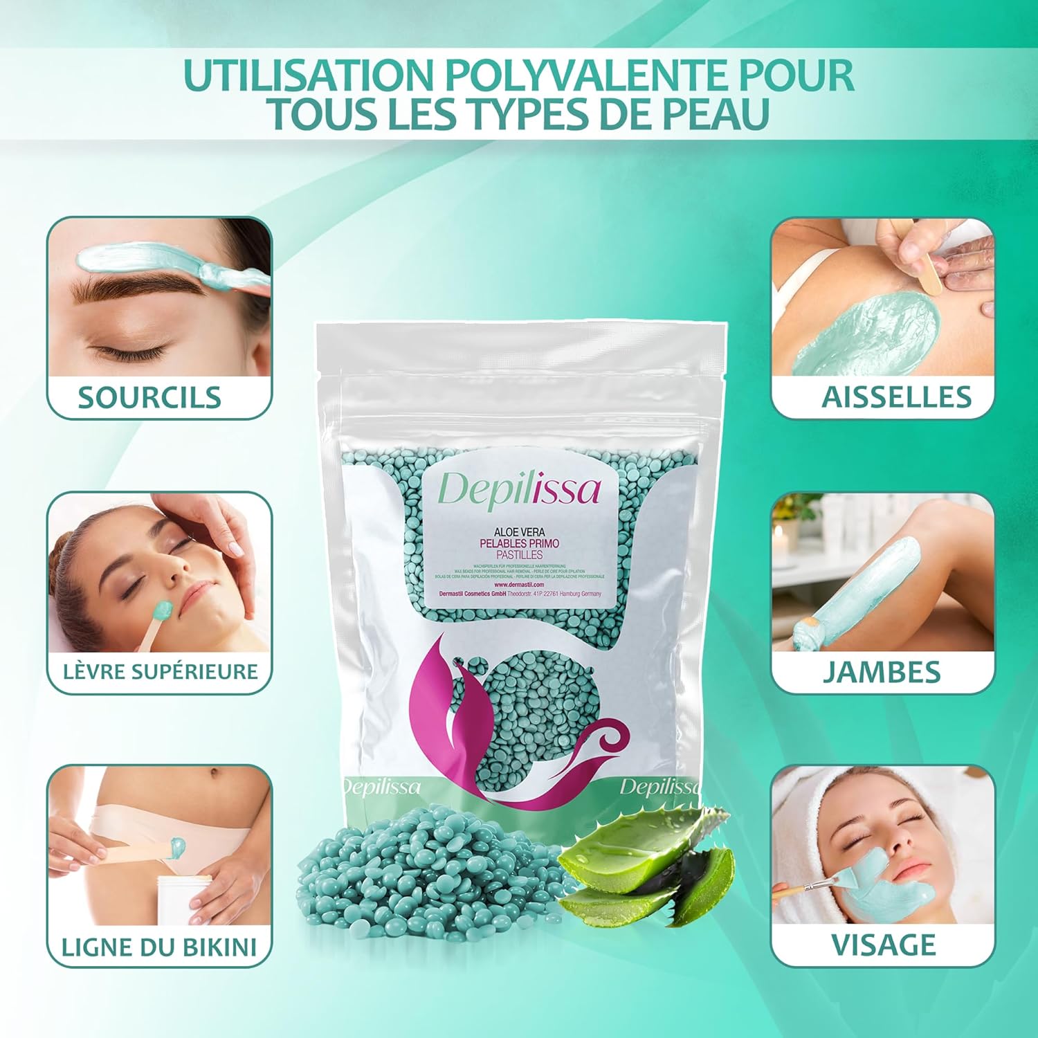 Perles de cire depilissa aloe vera pour une épilation douce et naturelle du visage et des zones sensibles – Image 5