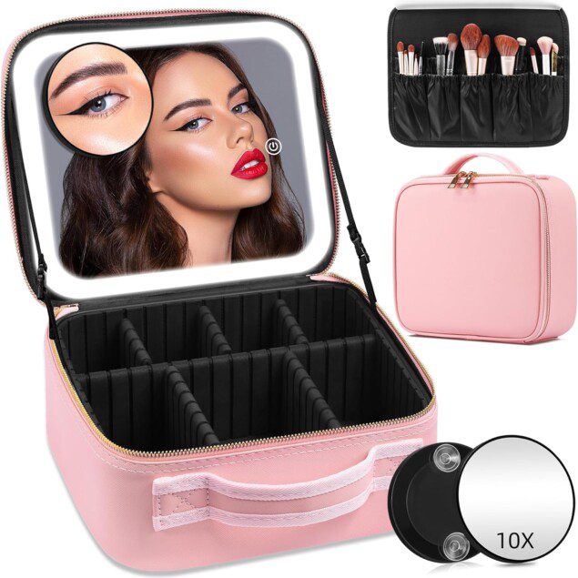 Trousse de maquillage avec miroir et lumière : l'accessoire idéal pour les femmes en déplacement
