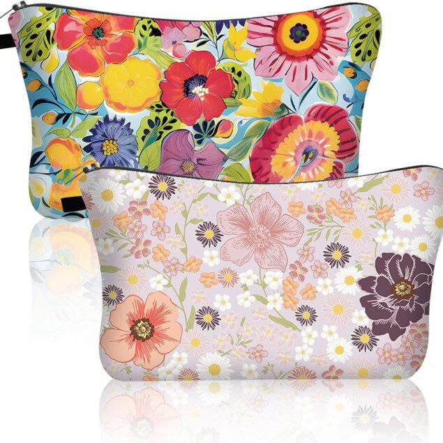 Trousse de maquillage à glissière : le compagnon idéal pour voyage pour femmes et filles   Emportez votre beauté partout avec cette pochette cosmétique au motif floral élégante et pratique !
