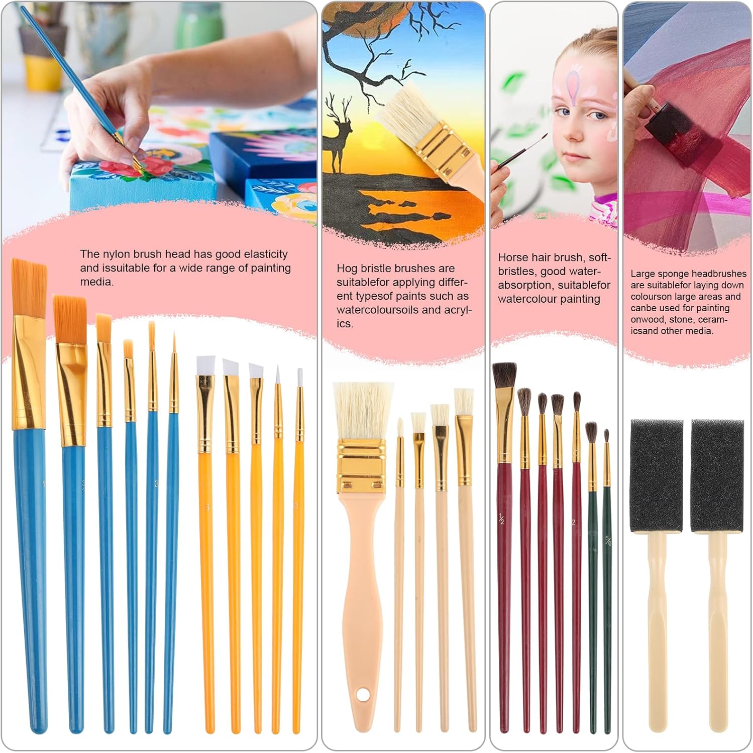 Pinceaux acryliques : set de 25 pinceaux parfaits pour artistes, enfants et débutants Découvrez un ensemble idéal pour la peinture créative et ludique – Image 2