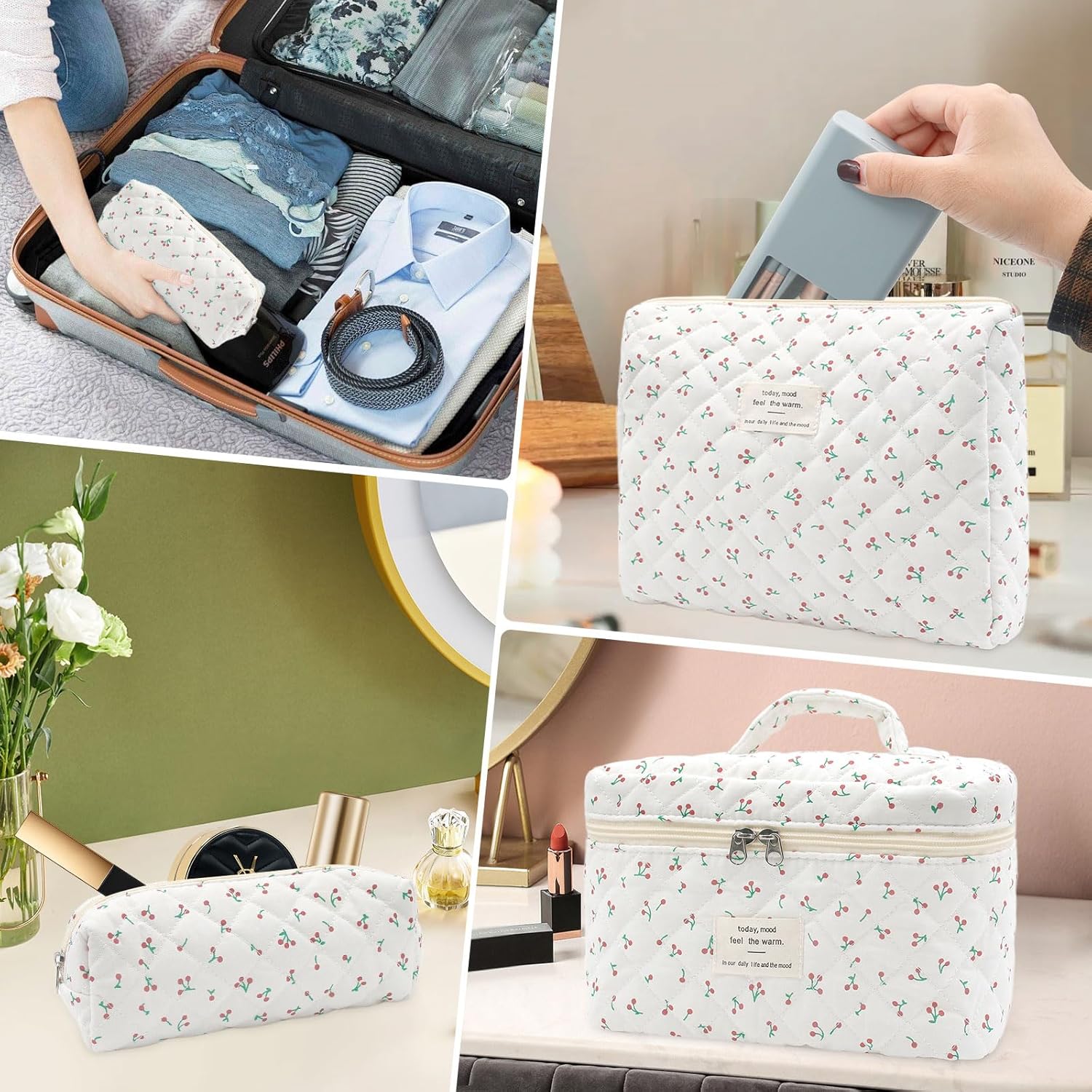Trousse de toilette pour femme : lot de 3 avec motif floral, idéale pour le quotidien et les voyages – Image 7