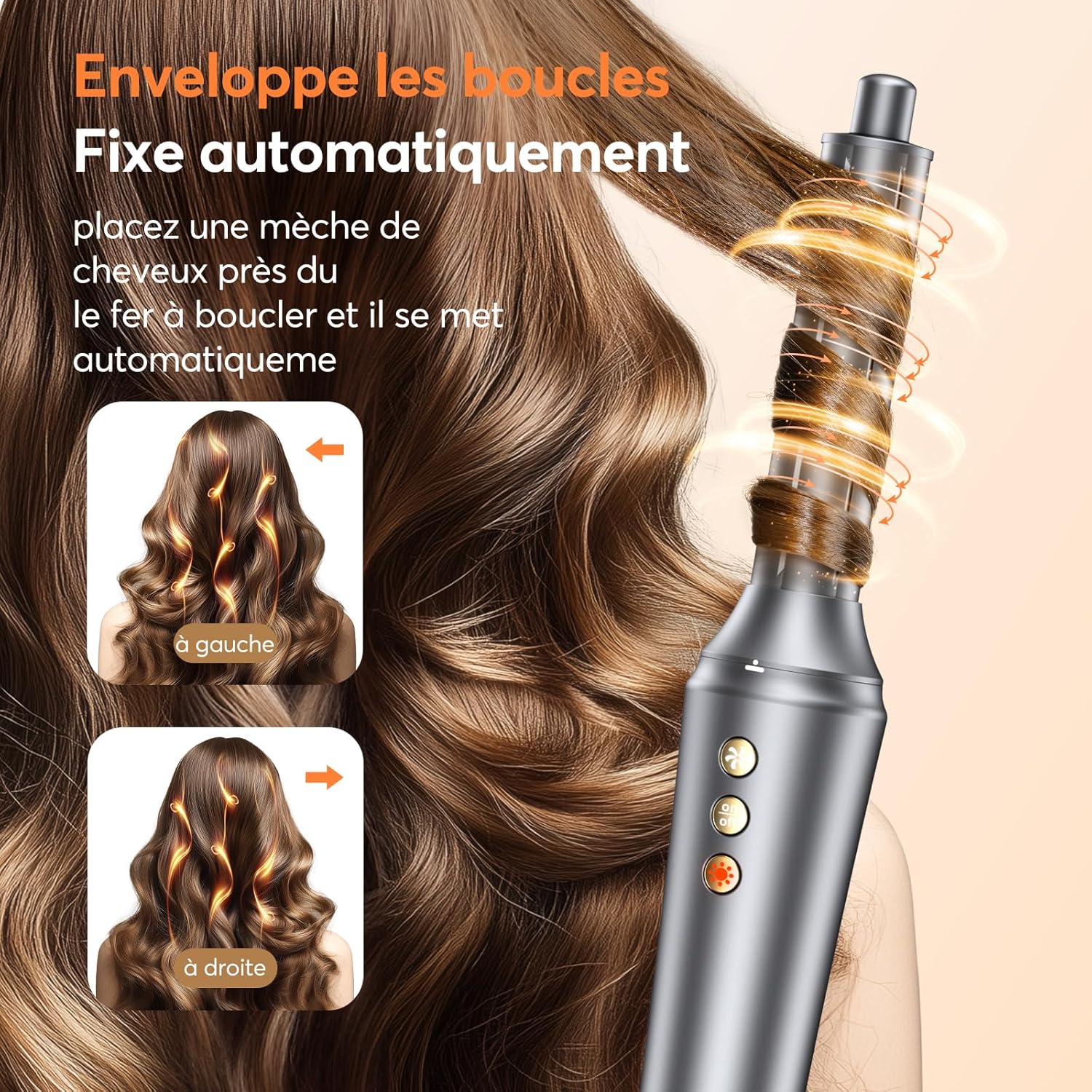 Sèche cheveux professionnel 5 en 1 : l'allié parfait pour les femmes en quête de style Transformez votre routine capillaire avec ce brosse soufflante et fers à boucle automatique, idéale pour la maison ou en voyage – Image 3