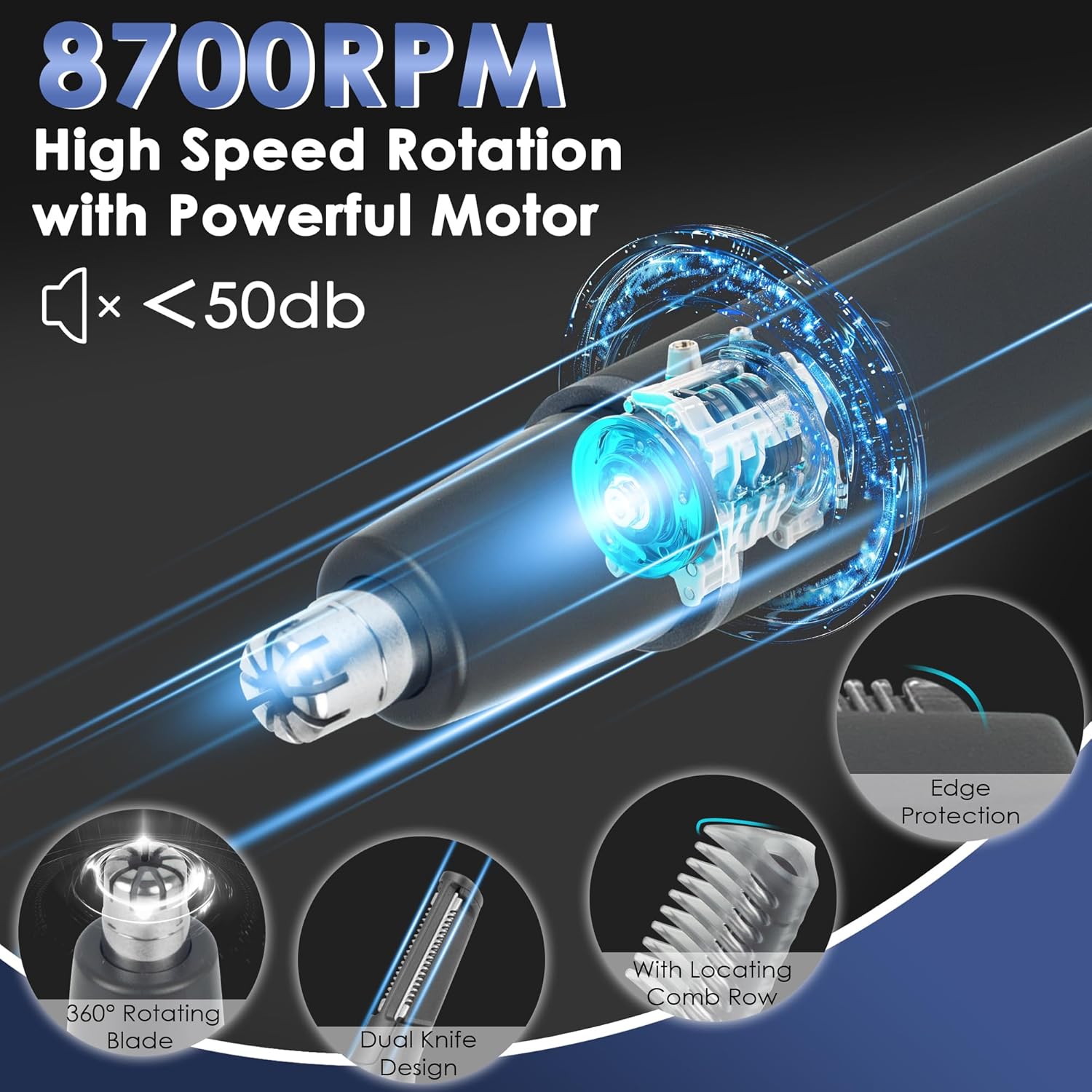 Tondeuse nez et oreilles 3-en-1 : l'outil de précision idéal pour les hommes Éliminez efficacement les poils indésirables et assurez-vous un look soigné grâce à sa recharge USB pratique – Image 2