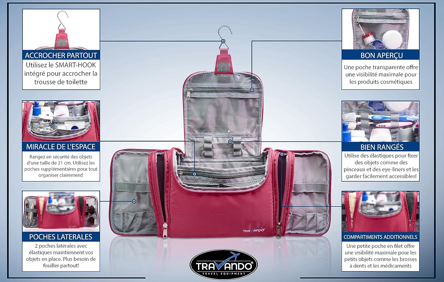 Trousse de toilette femme grand format : le sac de voyage pratique pour organiser vos cosmétiques et produits de beauté – Image 6