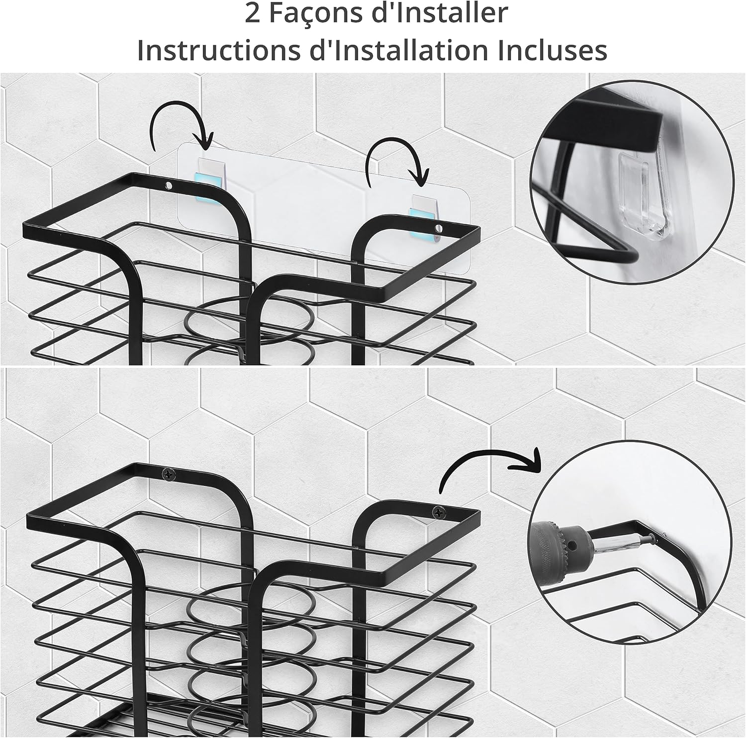 Porte sèche-cheveux mural sans perçage : l'accessoire idéal pour une salle de bain bien organisée – Image 4