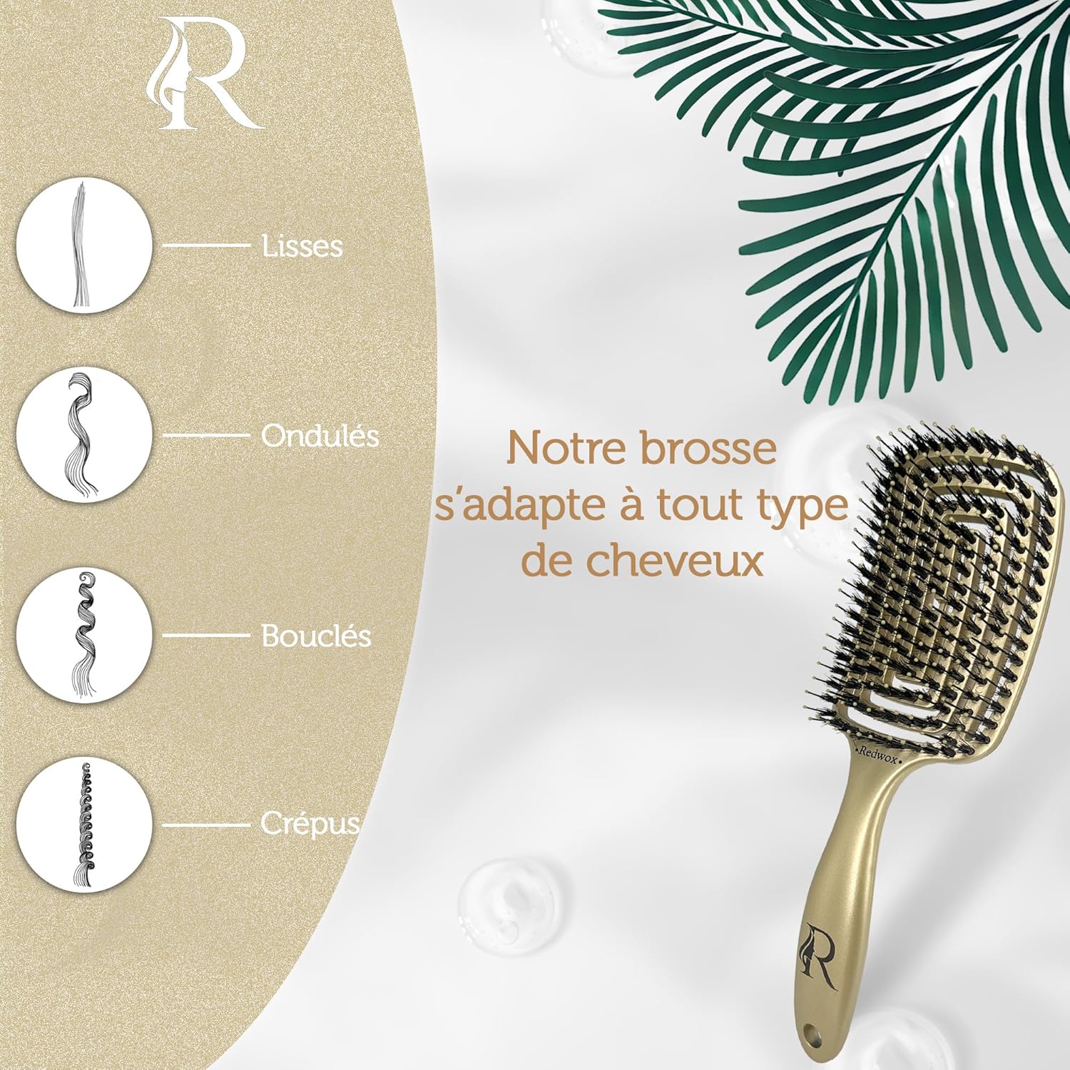 Brosse cheveux poils de sanglier et nylon : démêlage magique sans douleur pour femmes et enfants Idéale pour tous types de cheveux, y compris bouclés, épais et afro, avec massage du cuir chevelu – Image 4