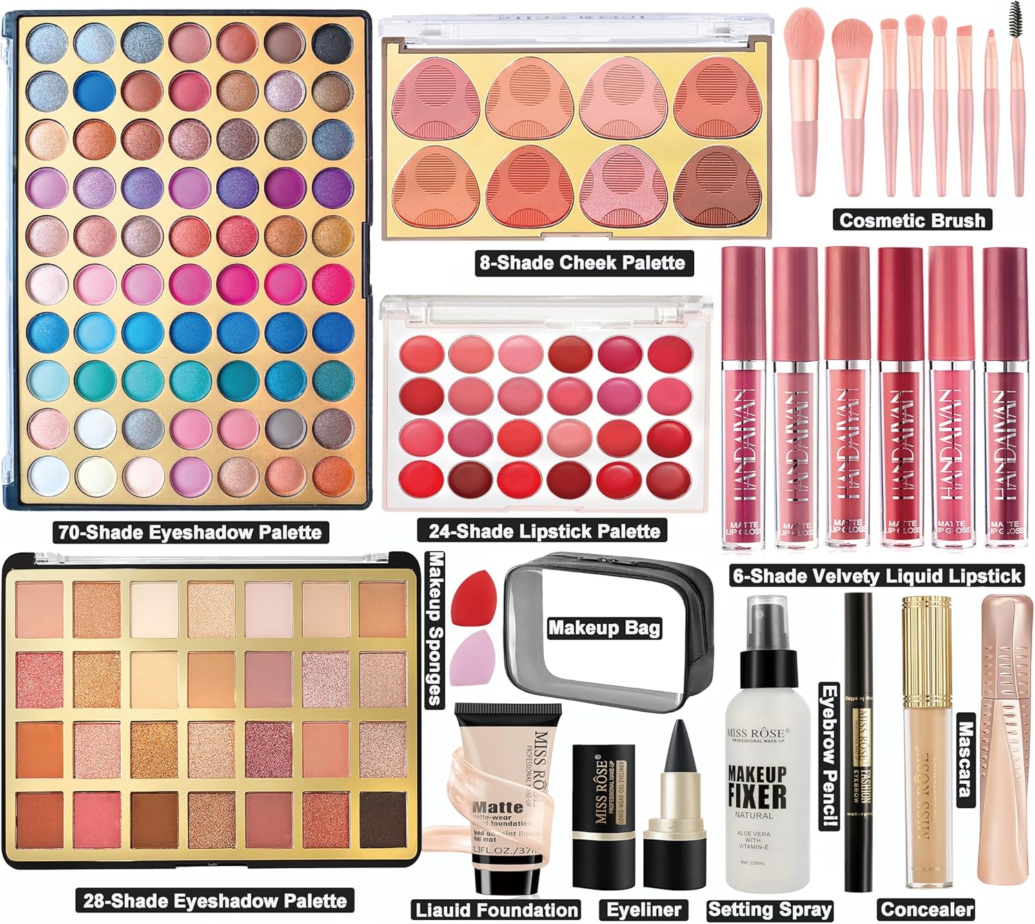Coffret maquillage femme : malette portable avec 2 palettes d'ombres à paupières surdimensionnées pour ados et adultes – Image 2