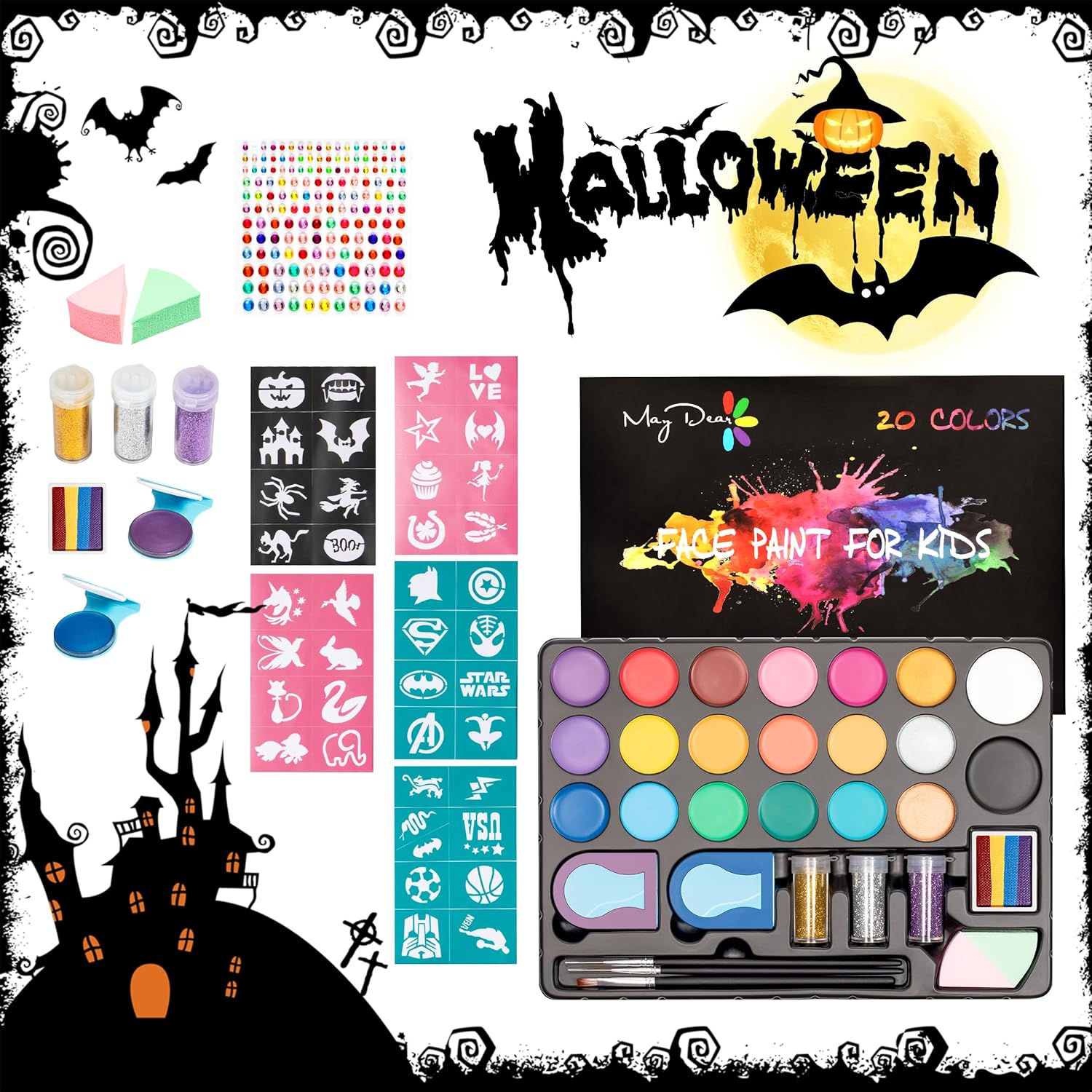 Kit de peinture faciale pour enfants : 20 couleurs perlées sûres pour des créations artistiques amusantes – Image 2