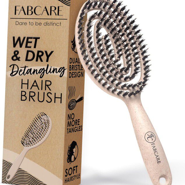 Brosse démêlante en poils de sanglier : pour des cheveux lisses et sans tirage Découvrez la brosse professionnelle à double ressort spirale magique pour un démêlage doux et efficace