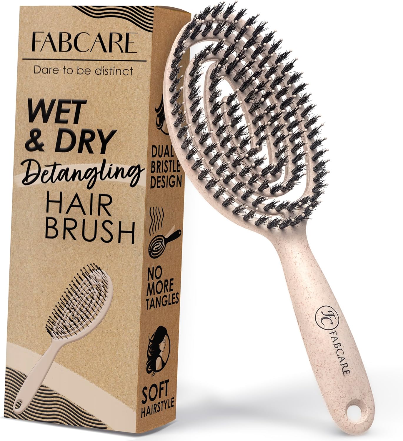Brosse démêlante en poils de sanglier : pour des cheveux lisses et sans tirage Découvrez la brosse professionnelle à double ressort spirale magique pour un démêlage doux et efficace