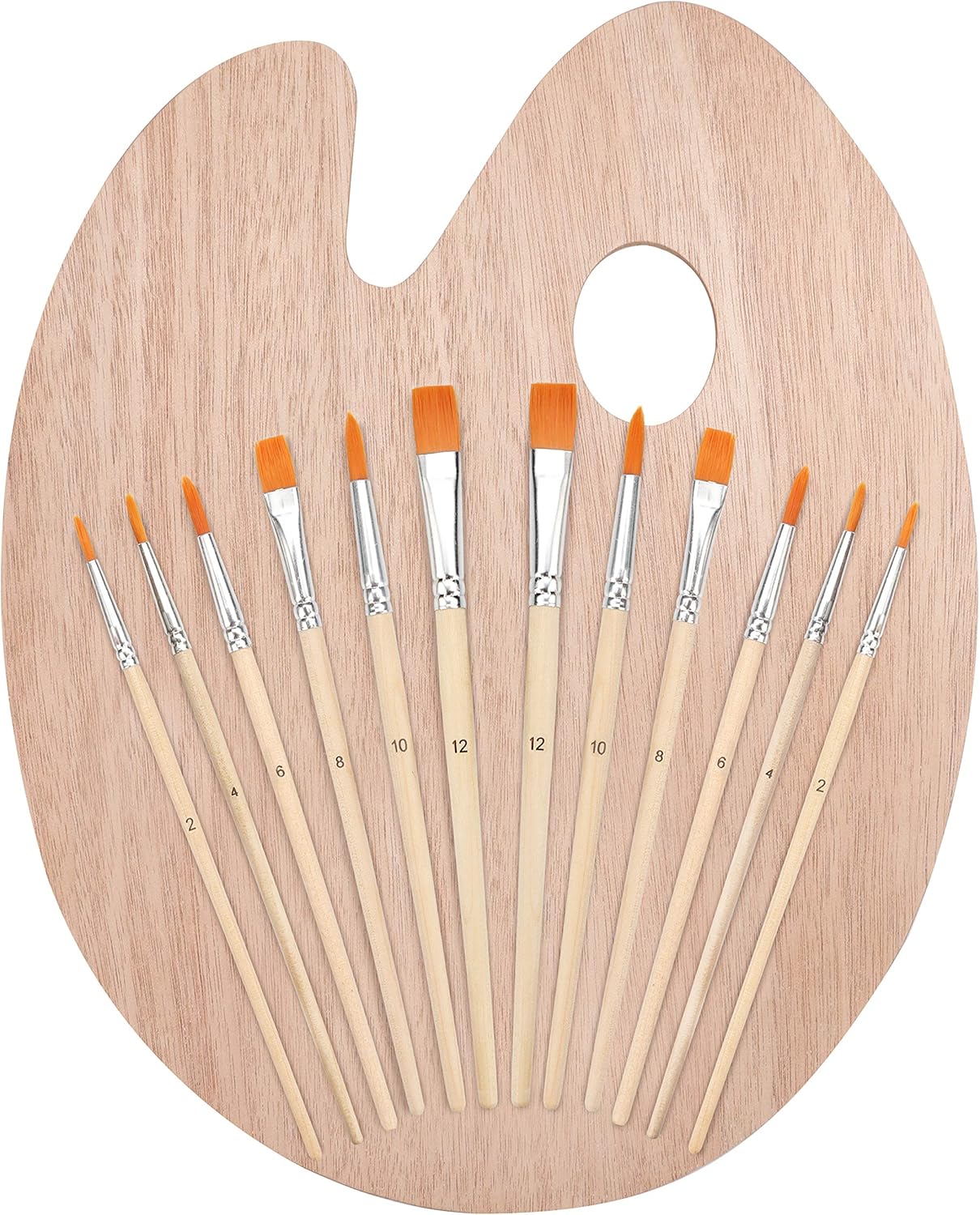 Set pinceau peinture et palette en bois : l'outil idéal pour les artistes en herbe  Découvrez 12 pinceaux polyvalents pour sublimer vos créations sur toile, céramique, argile et bois