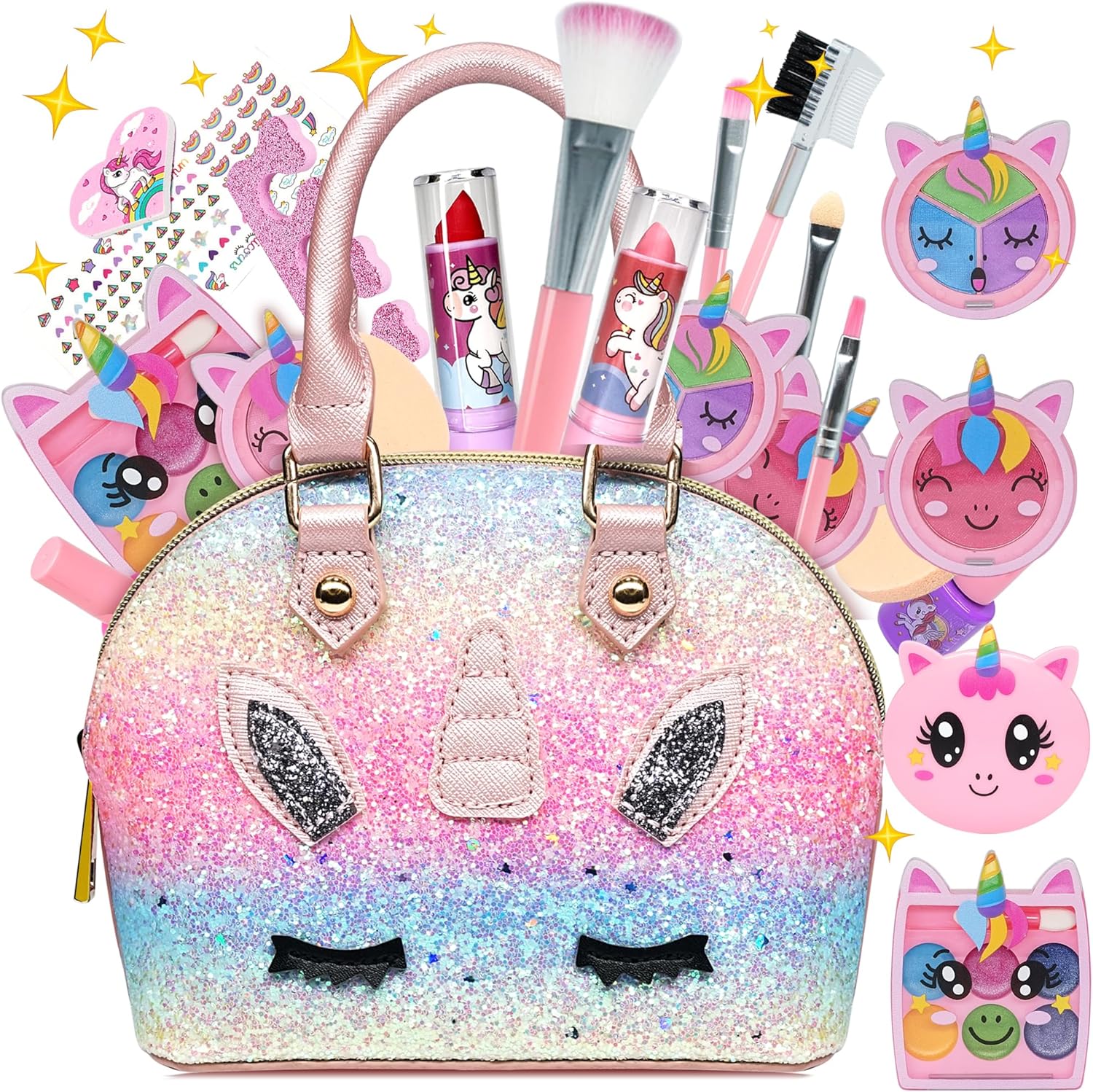 Kit de maquillage enfant : 22 pièces lavables et non toxiques pour les petites filles de 3 à 10 ans, le cadeau idéal pour un anniversaire