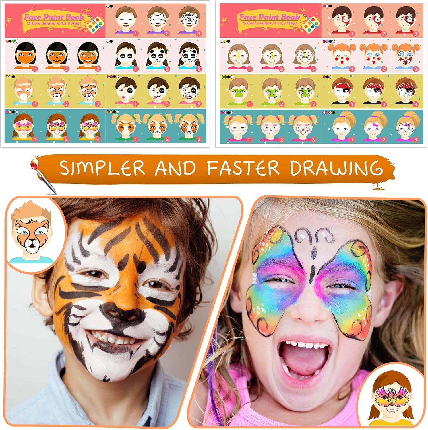 Palette de maquillage enfants : kit de peinture pour le visage et le corps, idéal pour Noël, Halloween et carnaval – Image 5