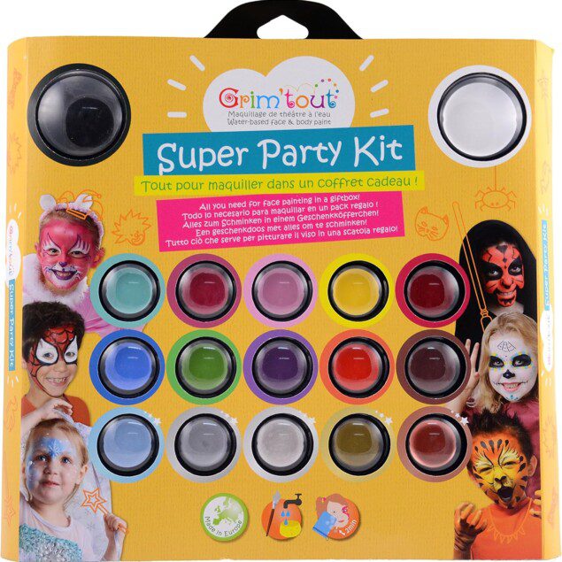 Palette de 17 couleurs : le coffret de maquillage idéal pour princesses et héros  Maquillage à eau sans parabène, facile à appliquer et nettoyer pour des déguisements inoubliables