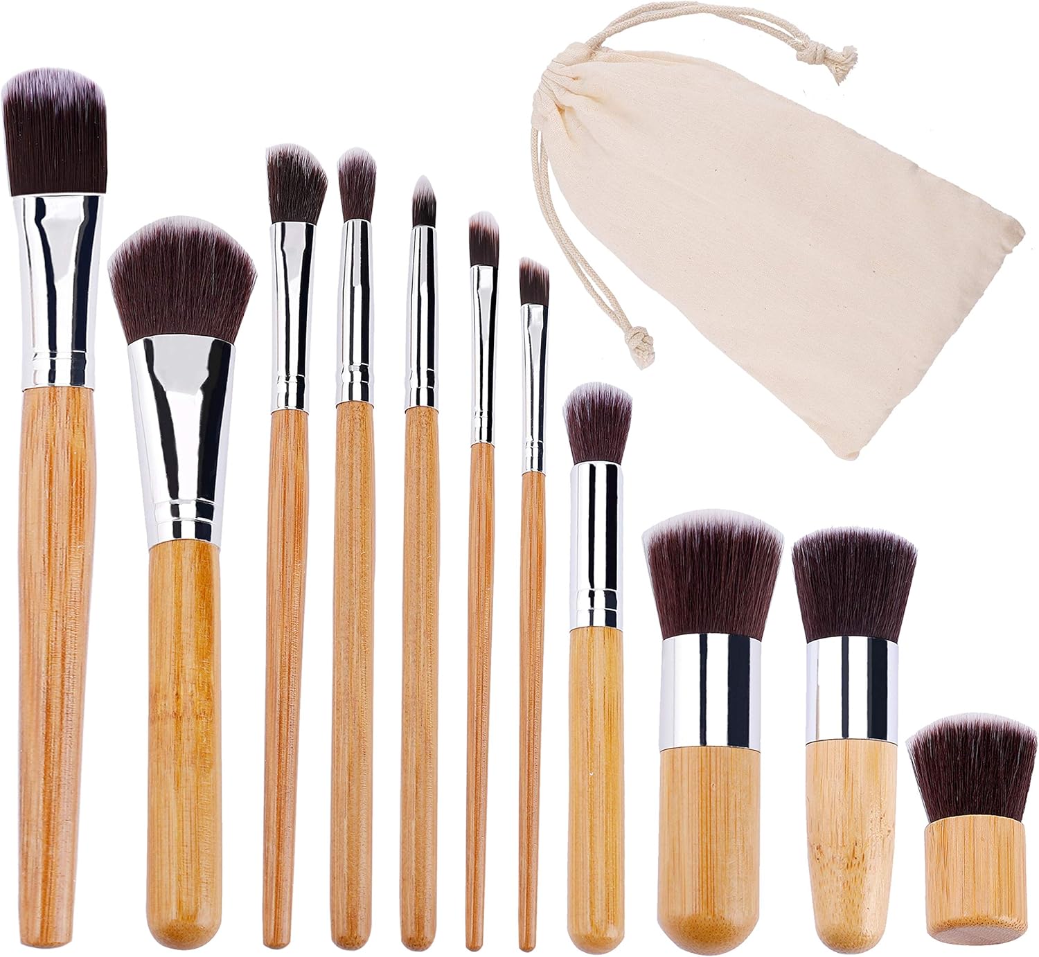 Pinceaux de maquillage professionnels en bambou : 11 pièces pour un teint impeccable et une beauté éthique