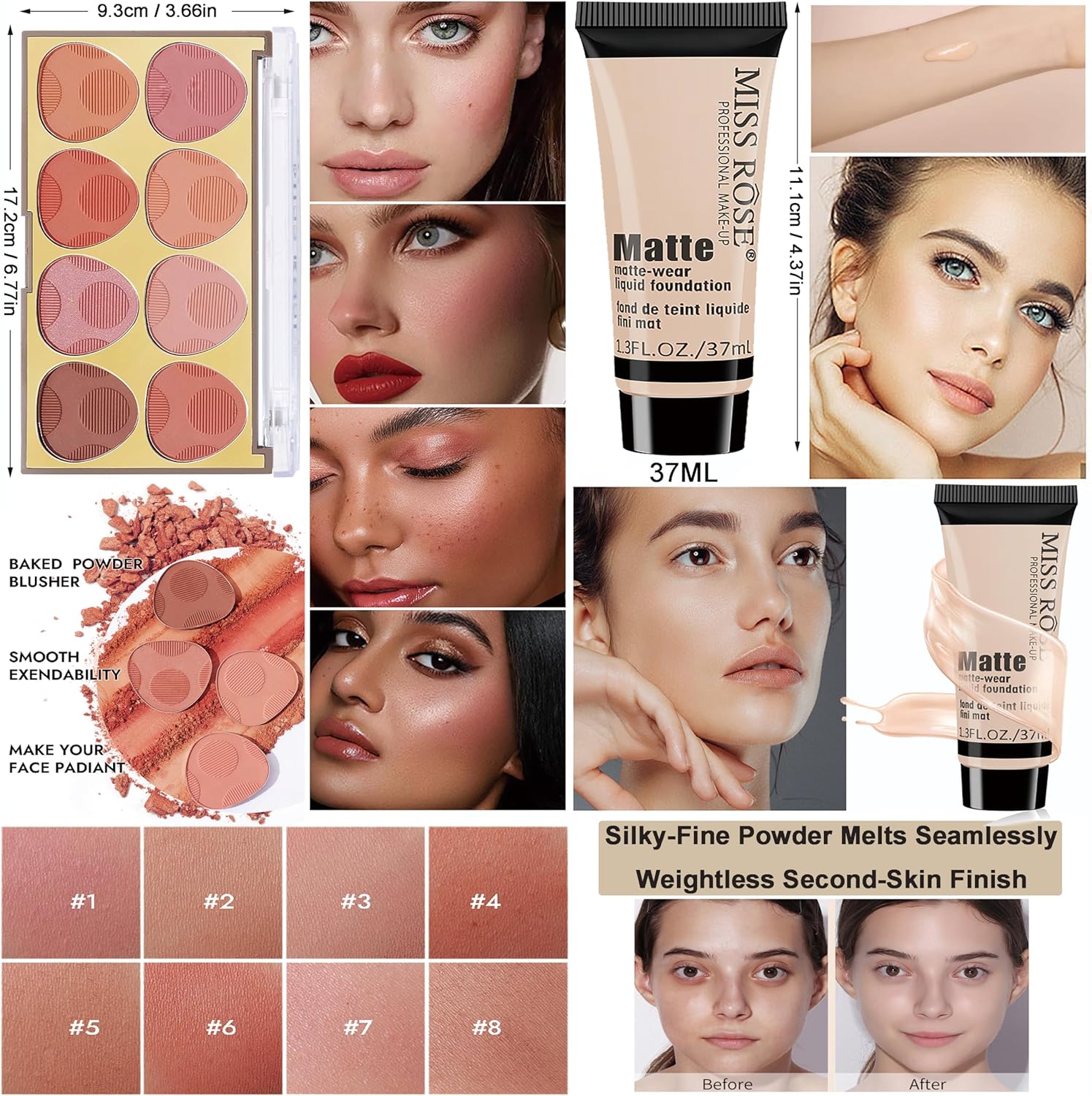 Coffret maquillage femme : malette portable avec 2 palettes d'ombres à paupières surdimensionnées pour ados et adultes – Image 5