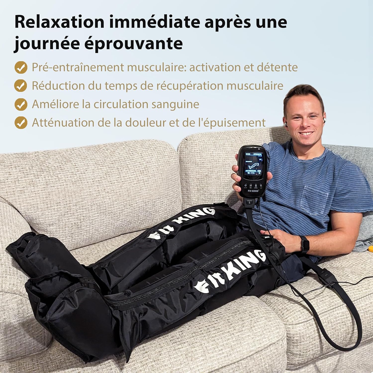 Massage jambes : bottes de pressothérapie pour la récupération et le soulagement des jambes lourdes Un appareil de massage innovant pour améliorer vos performances sportives – Image 2