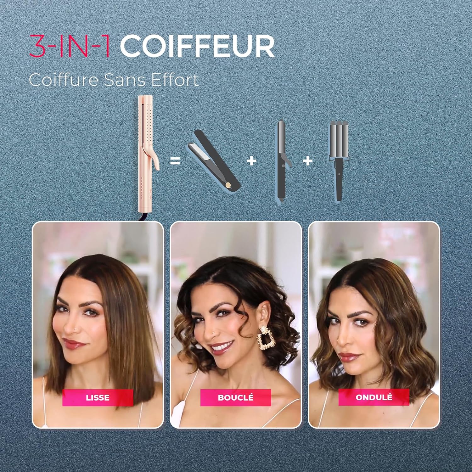 Lisseur boucleur 2 en 1 pour des cheveux lisses et bouclés en un clin d'œil : profitez d'un lissage rapide et de boucles durables – Image 3