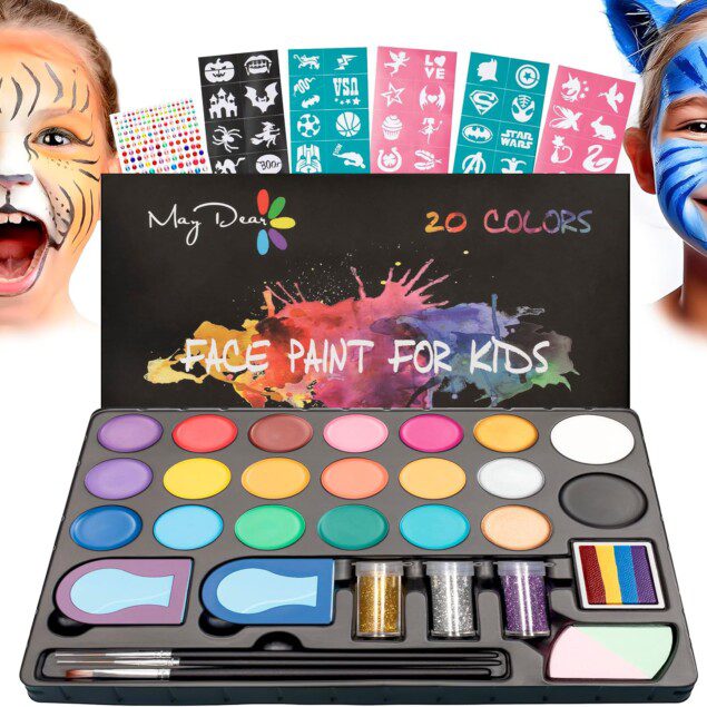 Kit de peinture faciale pour enfants : 20 couleurs perlées sûres pour des créations artistiques amusantes