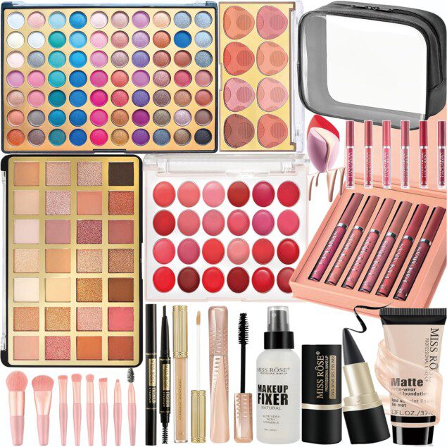 Coffret maquillage femme : malette portable avec 2 palettes d'ombres à paupières surdimensionnées pour ados et adultes