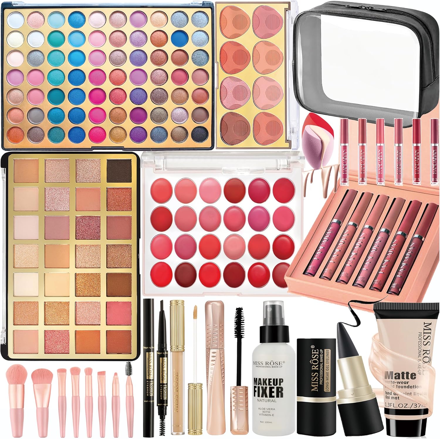 Coffret maquillage femme : malette portable avec 2 palettes d'ombres à paupières surdimensionnées pour ados et adultes