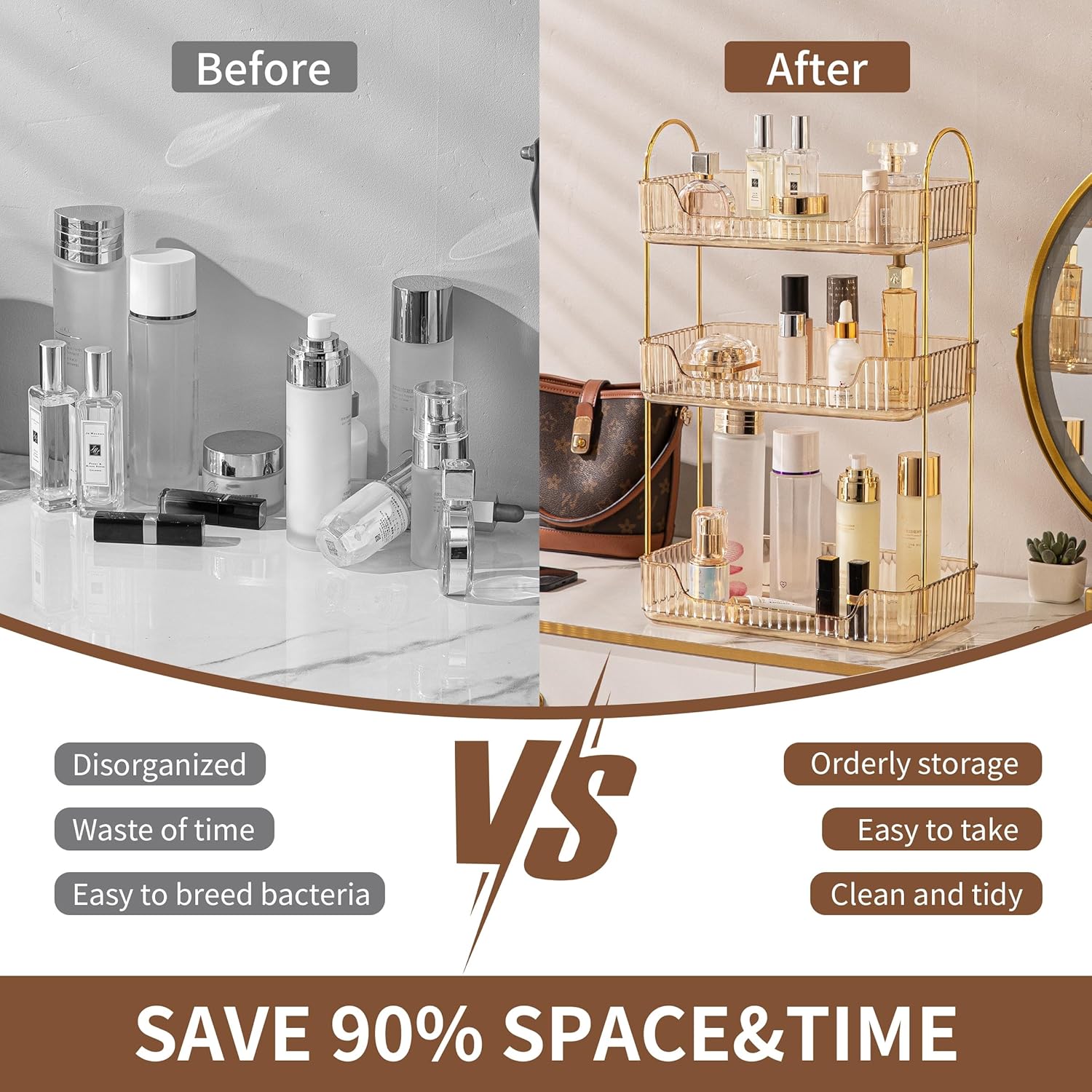 Organisateur de maquillage : le rangement parfait pour vos cosmétiques et parfums en trois couches – Image 3