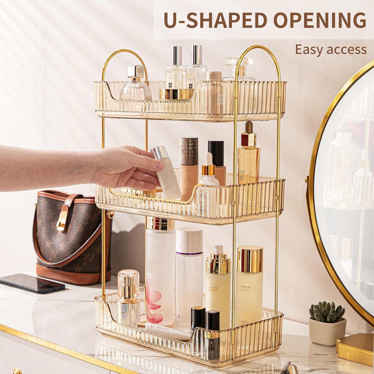 Organisateur de maquillage : le rangement parfait pour vos cosmétiques et parfums en trois couches – Image 4