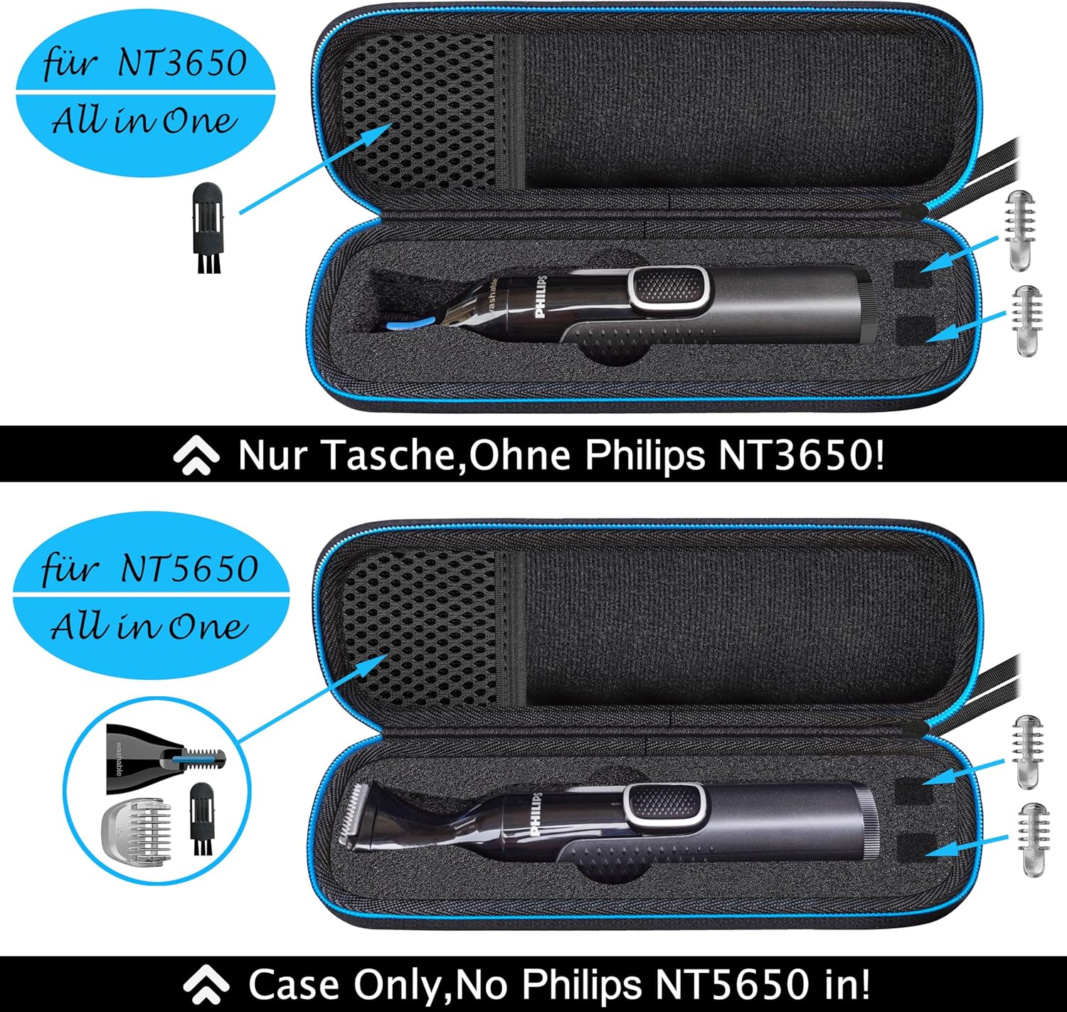 Étui en portable pour tondeuse nez, oreilles et sourcils : protection élégante et étanche pour les modèles Philips Series 3000 et 5000 – Image 3