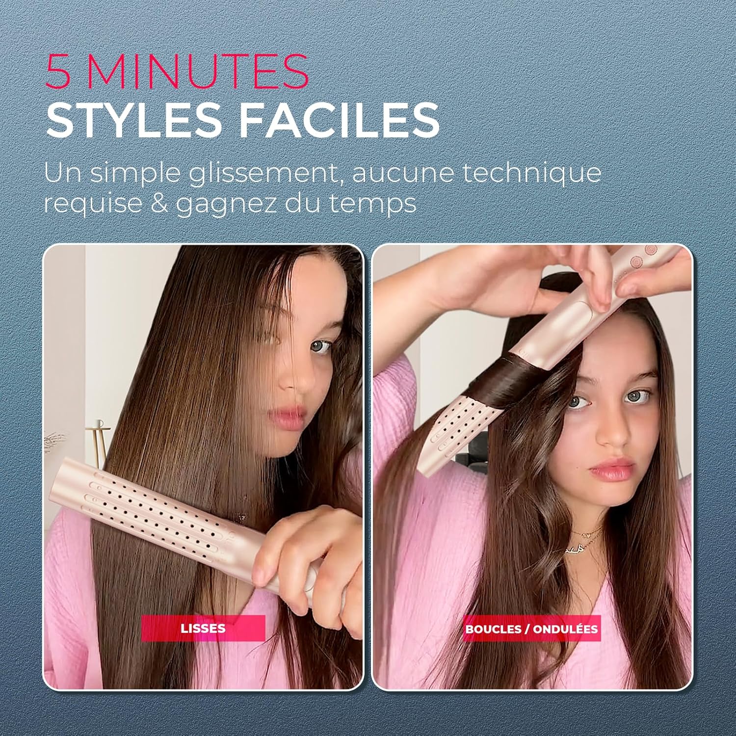 Lisseur boucleur 2 en 1 pour des cheveux lisses et bouclés en un clin d'œil : profitez d'un lissage rapide et de boucles durables – Image 6