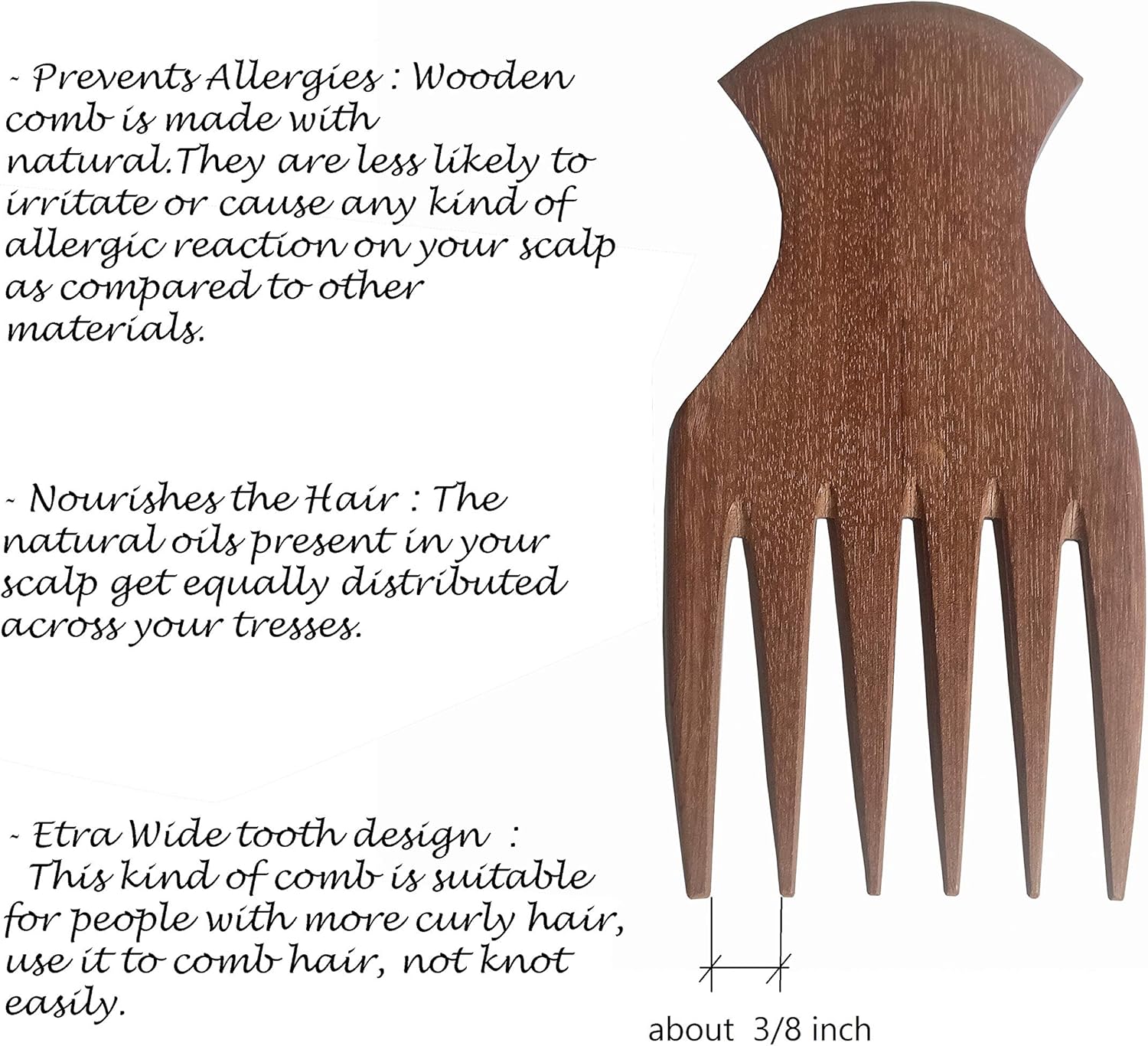 Peigne afro en bois naturel fait main : l'accessoire idéal pour cheveux épais et bouclés – Image 2
