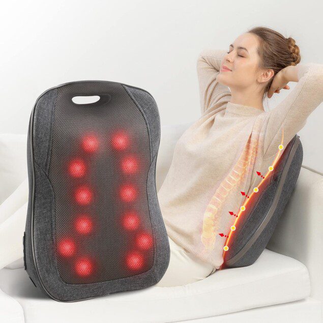 Masseur de dos shiatsu avec chaleur : le coussin de massage portable idéal pour hommes et femmes, pour un moment de détente ultime